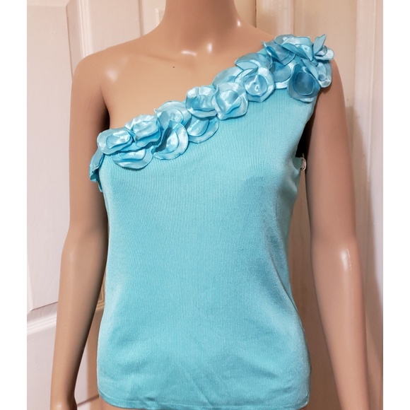 BNWOT| Joseph A. {SKY BLUE ONE SHOULDER BLOUSE} - Picture 4 of 9